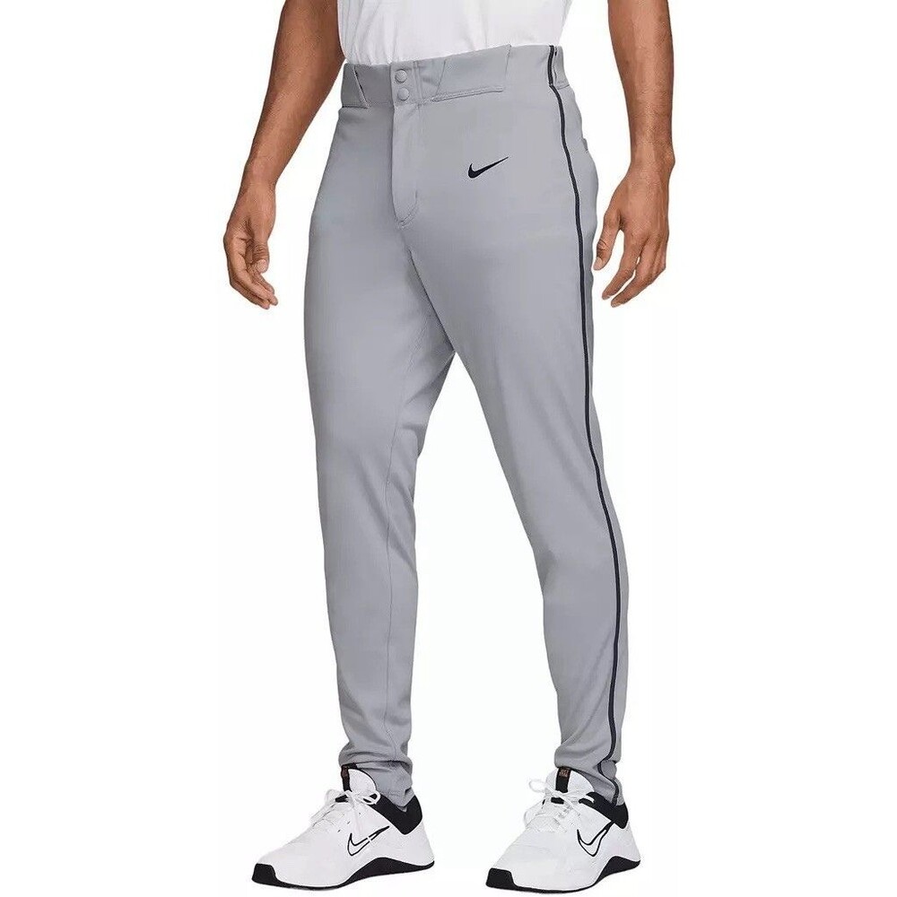 Nike Mens M Vapor Select Piped Baseball Pants 32” Inseam Grey Black Slim Fit